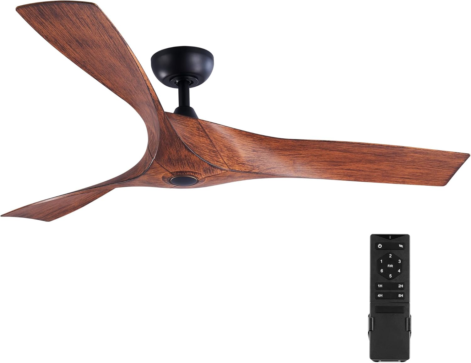 VONLUCE Ceiling Fan No Light, 52 Mid Century Ceiling Fans and Remote Control, 6 Speeds Noiseless DC Motor, 3 ABS Blades, Indoor Ceiling Fan for Kitchen Bedroom Living Room Farmhouse, Walnut